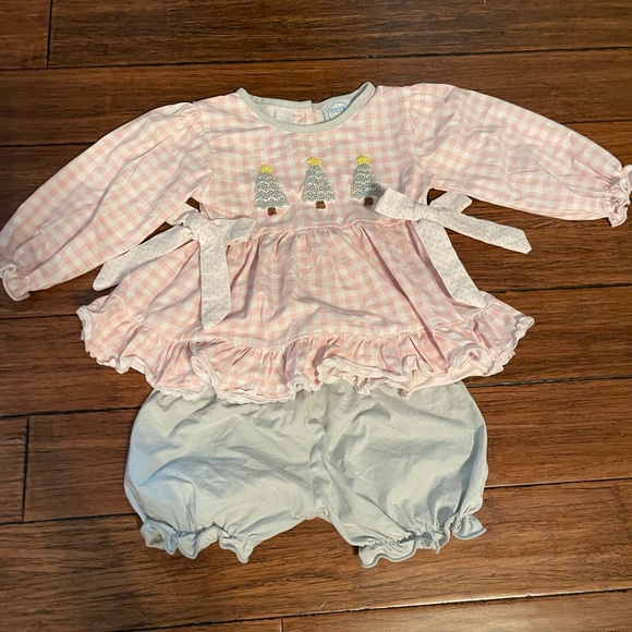 sugsr dumplin kids Other - Sugar Dumplin Kids 2pc Set Pink Gingham Baby Dress Christmas with Bloomers